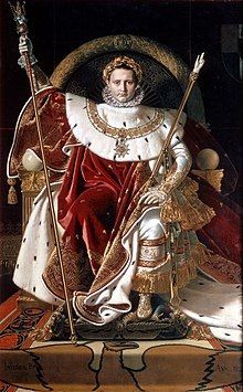 Napoleon på sin kejsertrone.